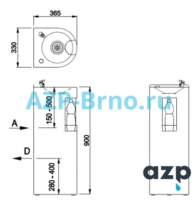 Напольный питьевой фонтанчик AFO 01.SL AZP Brno Чехия (фото, схема)